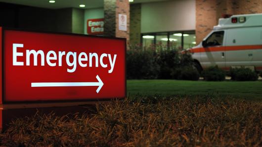 Hospital emergency room entrance.
