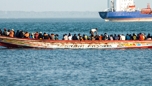 Refugees crowded in a boat